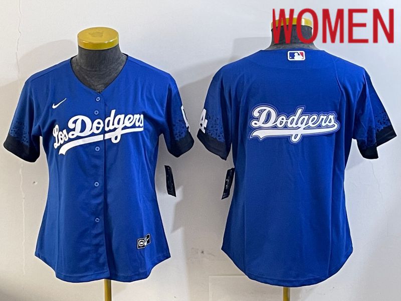 Women Los Angeles Dodgers blank 2024 blue jersey 202411267